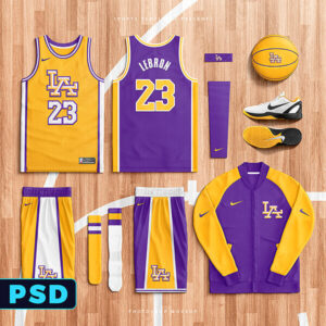basketball flat lay photoshop mockup
